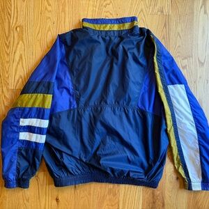 Vintage Nike Windbreaker Jacket – Navy, Royal Blue & Gold Retro Stripes